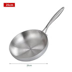 304 Stainless Steel Frying Pan, Nonstick Pan Fried Steak Pot Uncoated Kitchen Cookware for Gas Stove and Induction Cooker