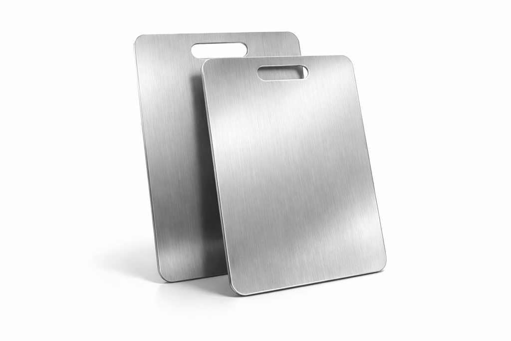 Planche à découper en acier inoxydable – Double face, qualité alimentaire