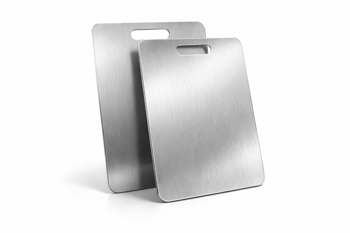 Planche à découper en acier inoxydable – Double face, qualité alimentaire
