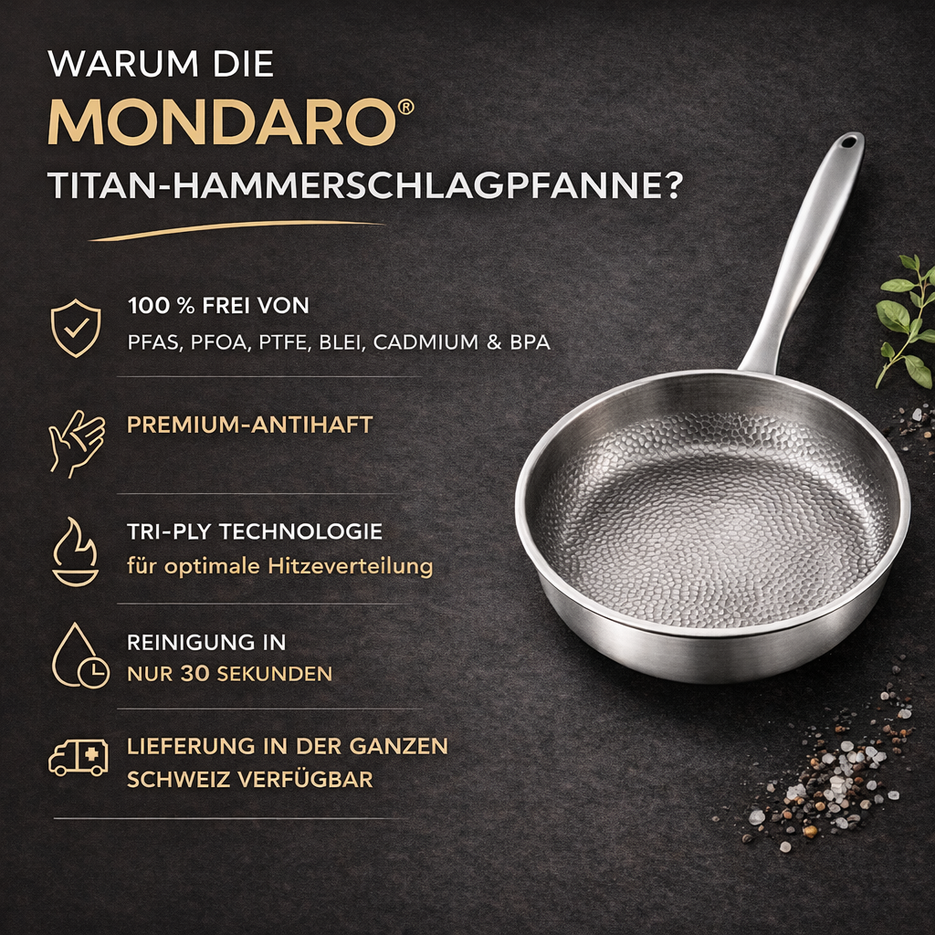 Poêle en titane sans PFAS — naturellement antiadhésive et durable