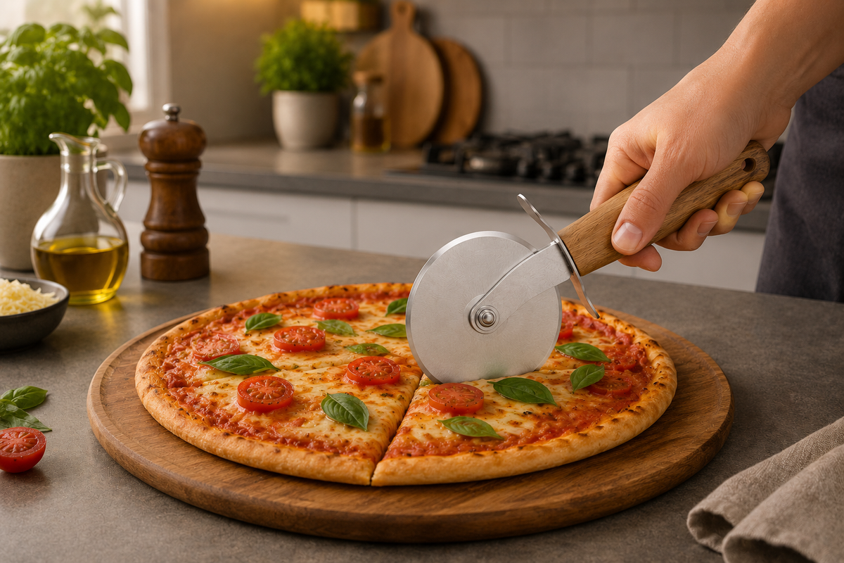 Rouleau à pizza en acier inoxydable