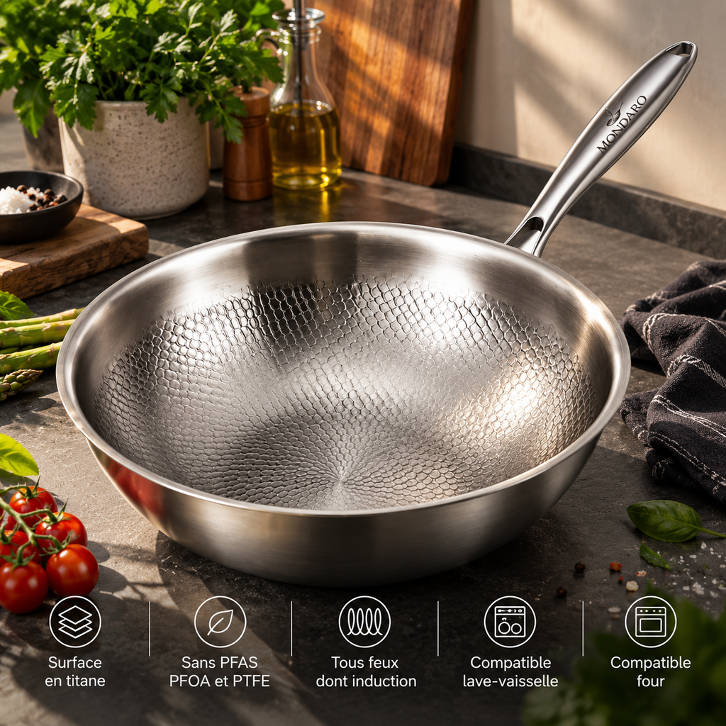 Hammered Titanium Wok 28 cm