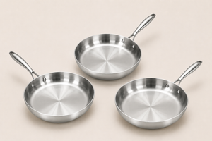 Professional kitchen set - 3 steel frying pans