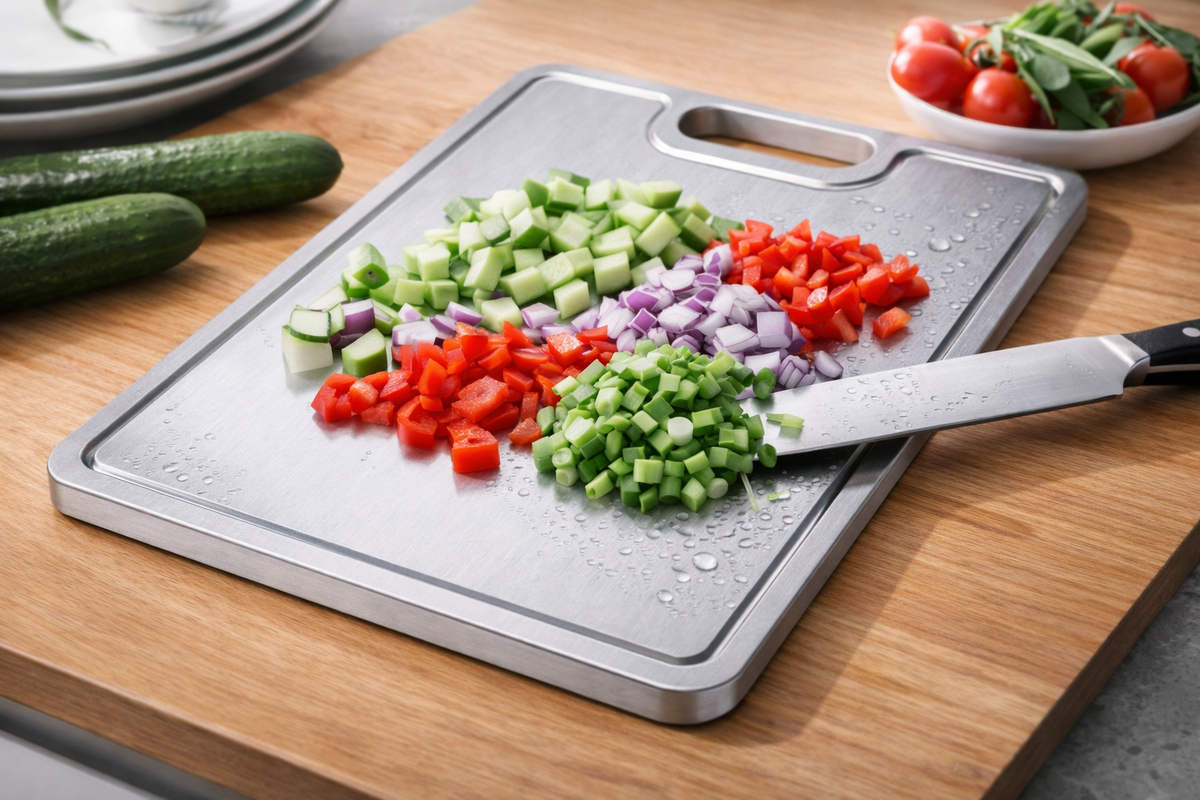 Planche à découper en titane – Surface double face, qualité alimentaire premium