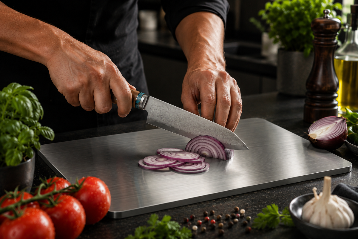 Couteau de chef premium en acier damassé