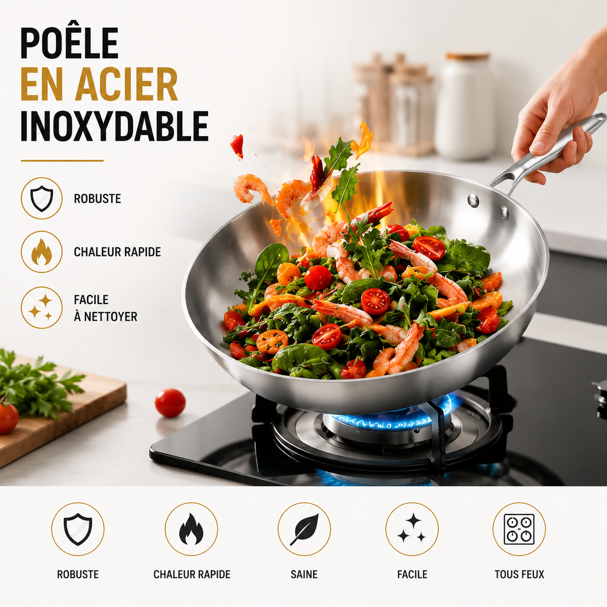 Poêle en Acier Inoxydable 30 cm