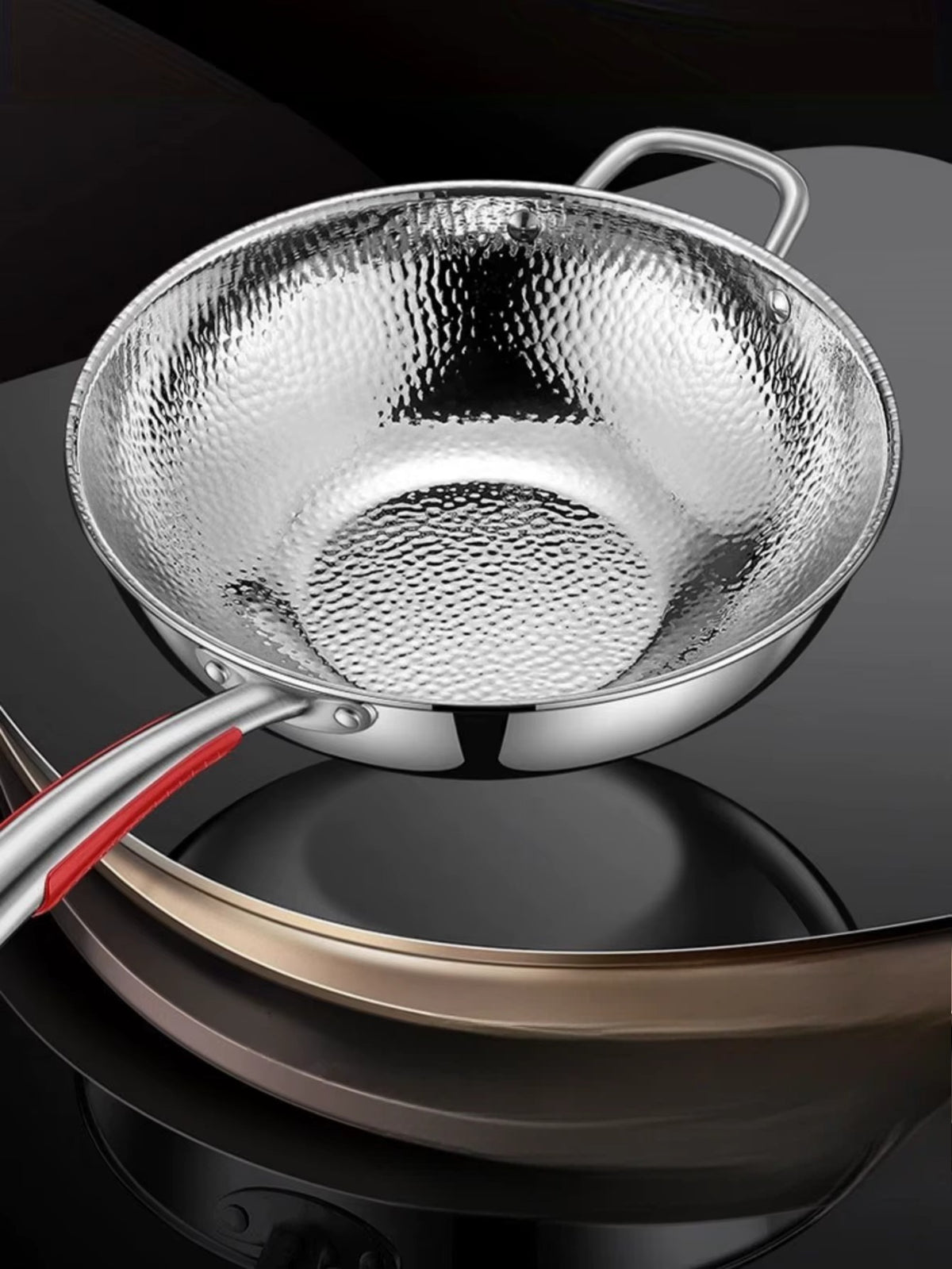 Wok en Titane Pur à Fond Rond – Antiadhésif Naturel, Tous Feux