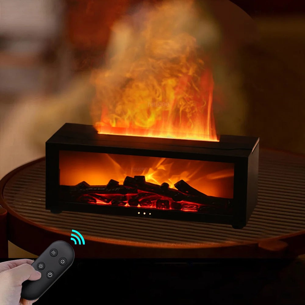 Diffuseur d’Huiles Essentielles Effet Flamme –  LED avec Télécommande