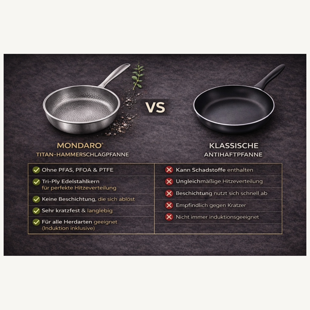 Poêle en titane sans PFAS — naturellement antiadhésive et durable